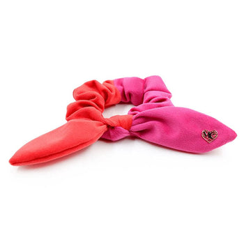Eliza - Velvet Scrunchy in Fuchsia and Tomato Red