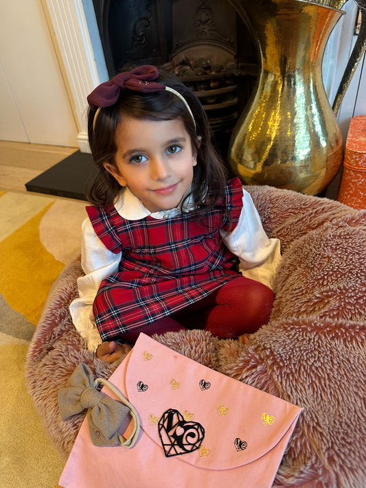 Mia - Soft Stretchy Bow Headband in Festive Burgundy