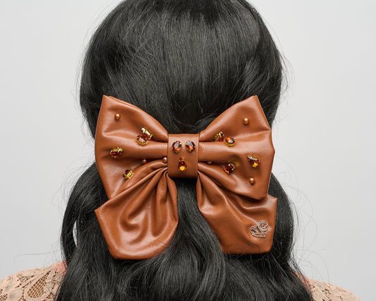 Amelia - Brown Bow Hair Clip