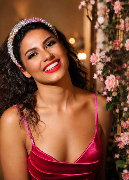 Cristelle - Ombre Crystal Headband – Silver Gold Pink