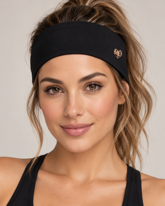 Ebony - Black Stretch Sports Headband