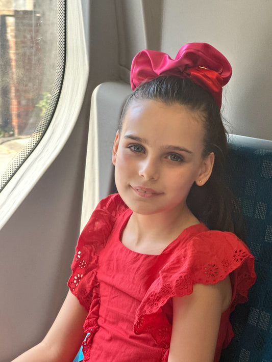 Isabella - Pink & Red Satin Oversized Scrunchie