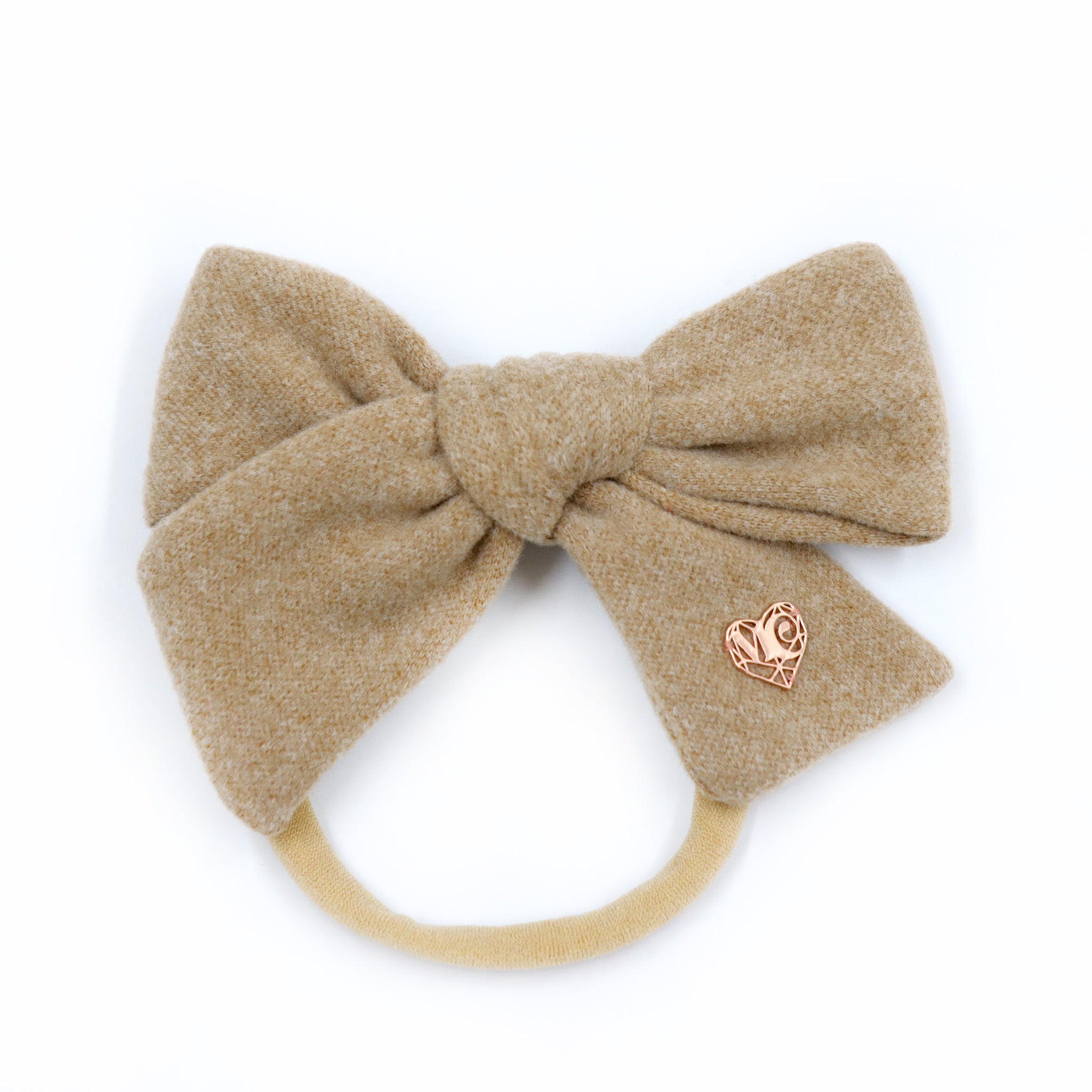 Mia - Soft Stretchy Bow Headband in Camel Brown