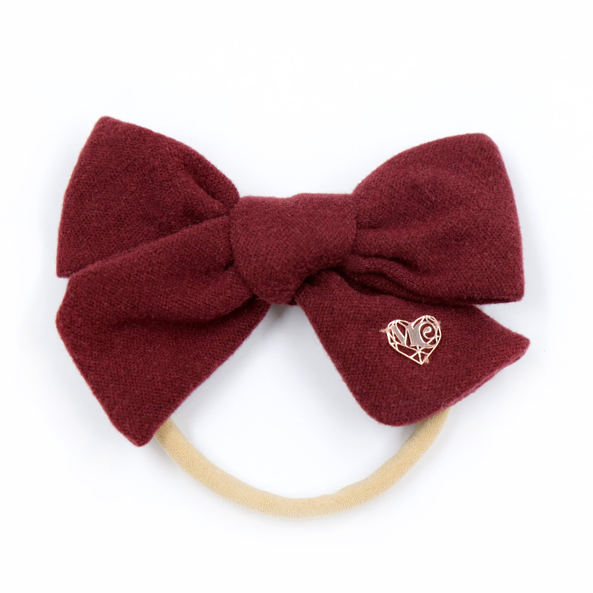 Mia - Soft Stretchy Bow Headband in Festive Burgundy