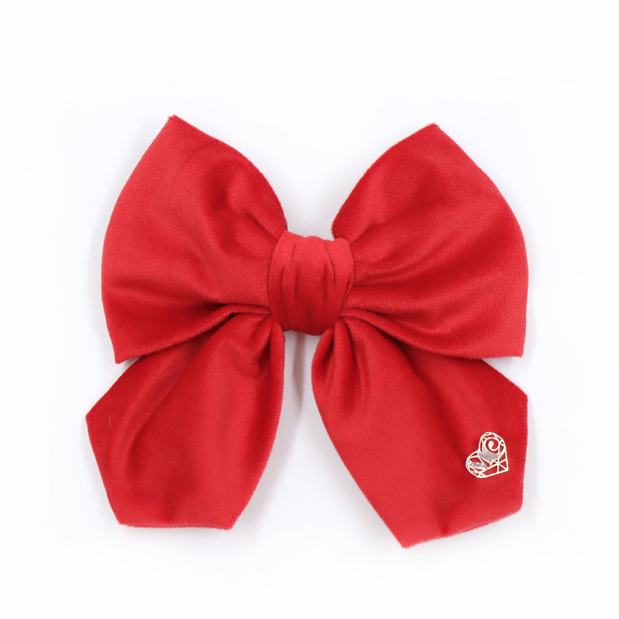 Abigail - Bow Hair Clip - Hot Red Velvet