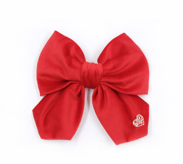 Abigail - Bow Hair Clip - Hot Red Velvet