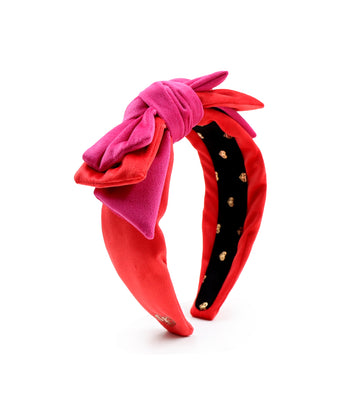 Eliza - Red & Pink Velvet Bow Headband