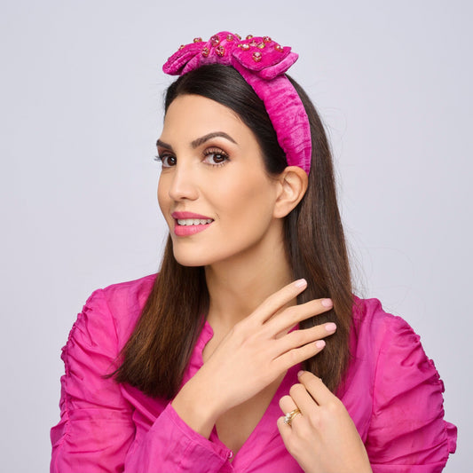 Cindy - Headband - Fuchsia Velvet