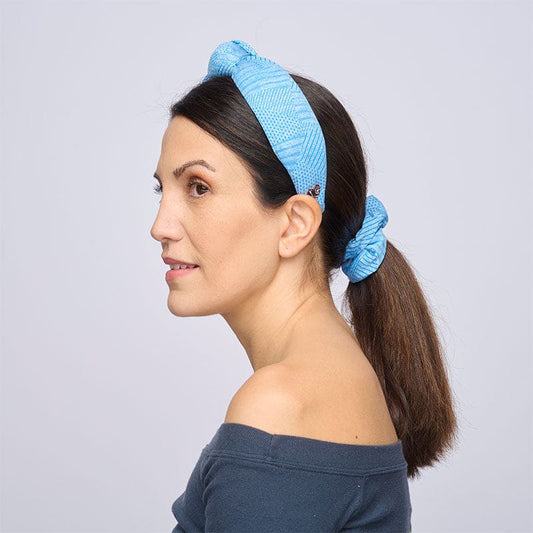 Lucie - Baby Blue Cotton Activewear Knotted Headband